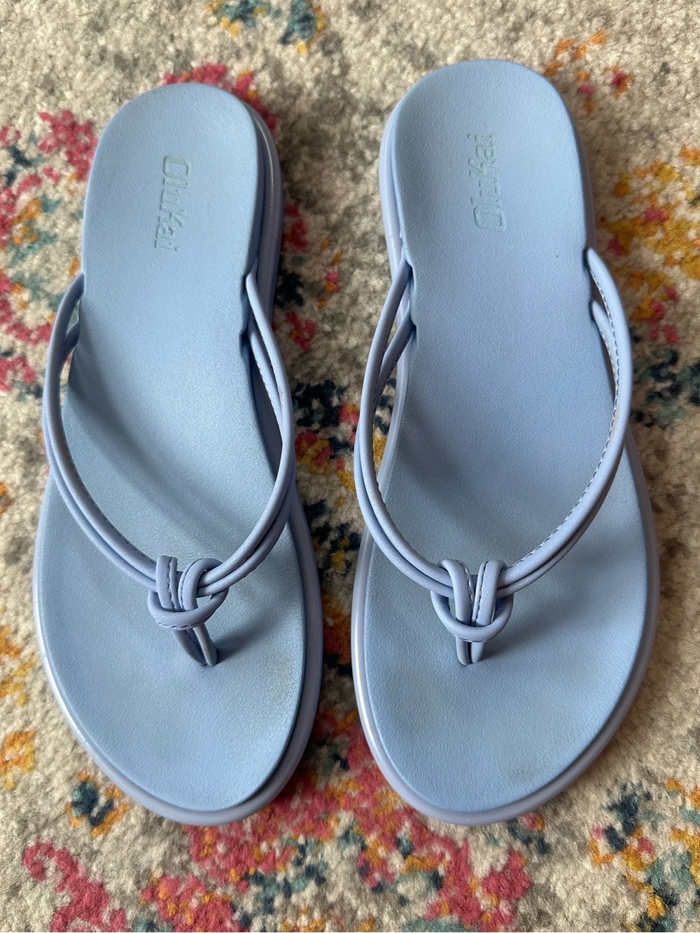 OluKai Women's Light Blue Knot-Front Thong Sandals